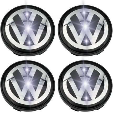 Chrome & Black Wheel Center Caps – Set of 4 (65mm) | Glossy Hubcaps with Emblem Design | Replacement Rim Caps for Alloy Wheels – Snap-On Fit | Durable ABS Finish